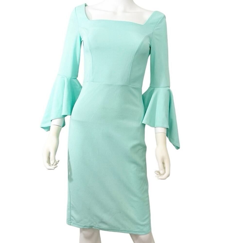 CBR Bell Sleeves Square Neck Pullover Cocktail Party Dress Size Small